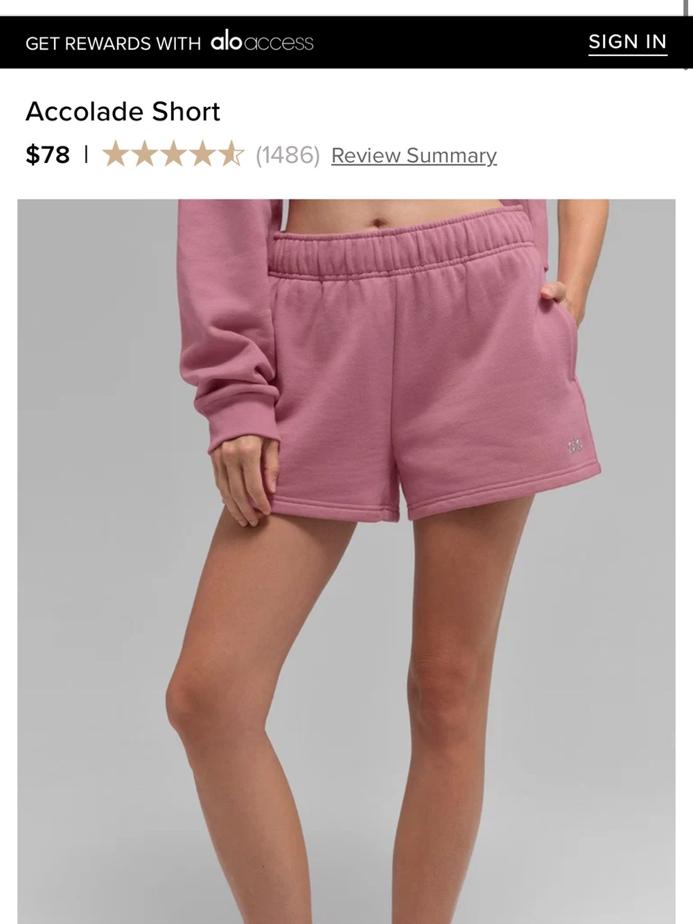 ALO Yoga Accolade Short in Pink Wild Rose